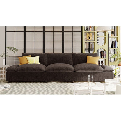 Canapé 3 places gris 119,5" en polyester avec 2 rangements et pieds en bois d'hévéa pour le salon