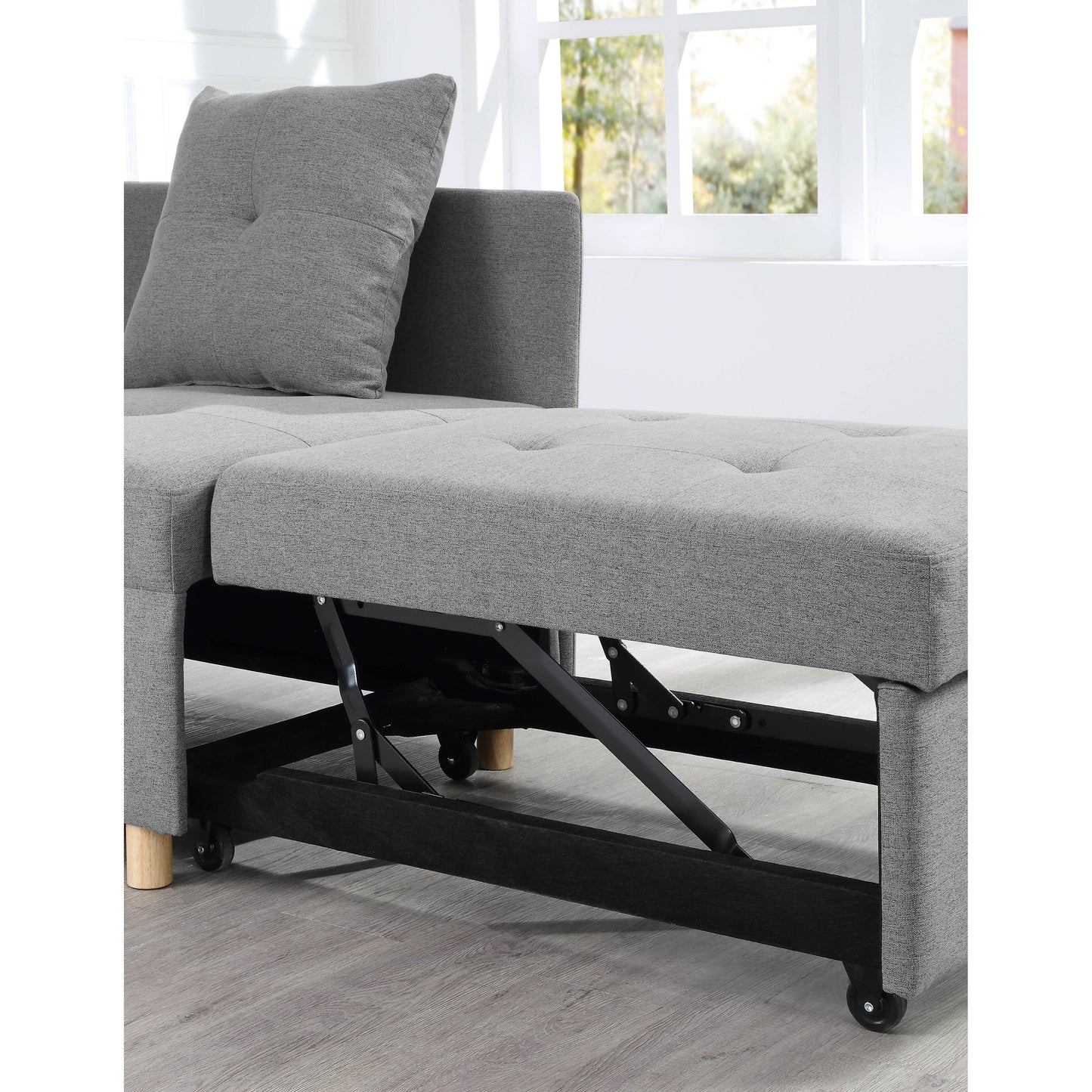 Canapé-lit simple convertible 4 en 1 gris 27.13 avec dossier réglable sur 6 positions et 2 oreillers pour le salon