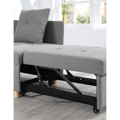 Canapé-lit simple convertible 4 en 1 gris 27.13 avec dossier réglable sur 6 positions et 2 oreillers pour le salon