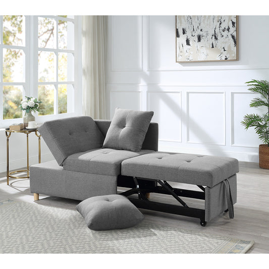 Canapé-lit simple convertible 4 en 1 gris 27.13 avec dossier réglable sur 6 positions et 2 oreillers pour le salon