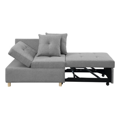 Canapé-lit simple convertible 4 en 1 gris 27.13 avec dossier réglable sur 6 positions et 2 oreillers pour le salon