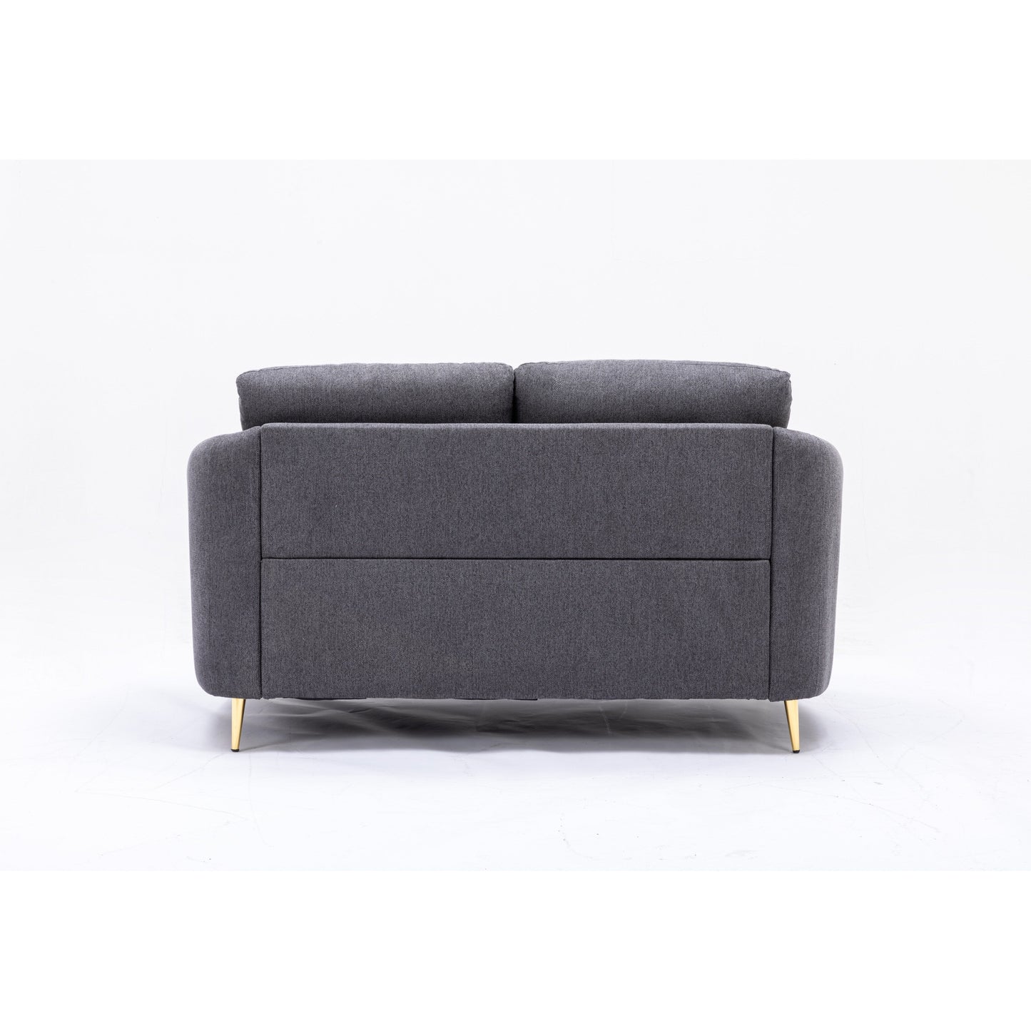 Canapé 2 places gris en lin 60 avec pieds en métal doré et coussins moelleux pour le salon