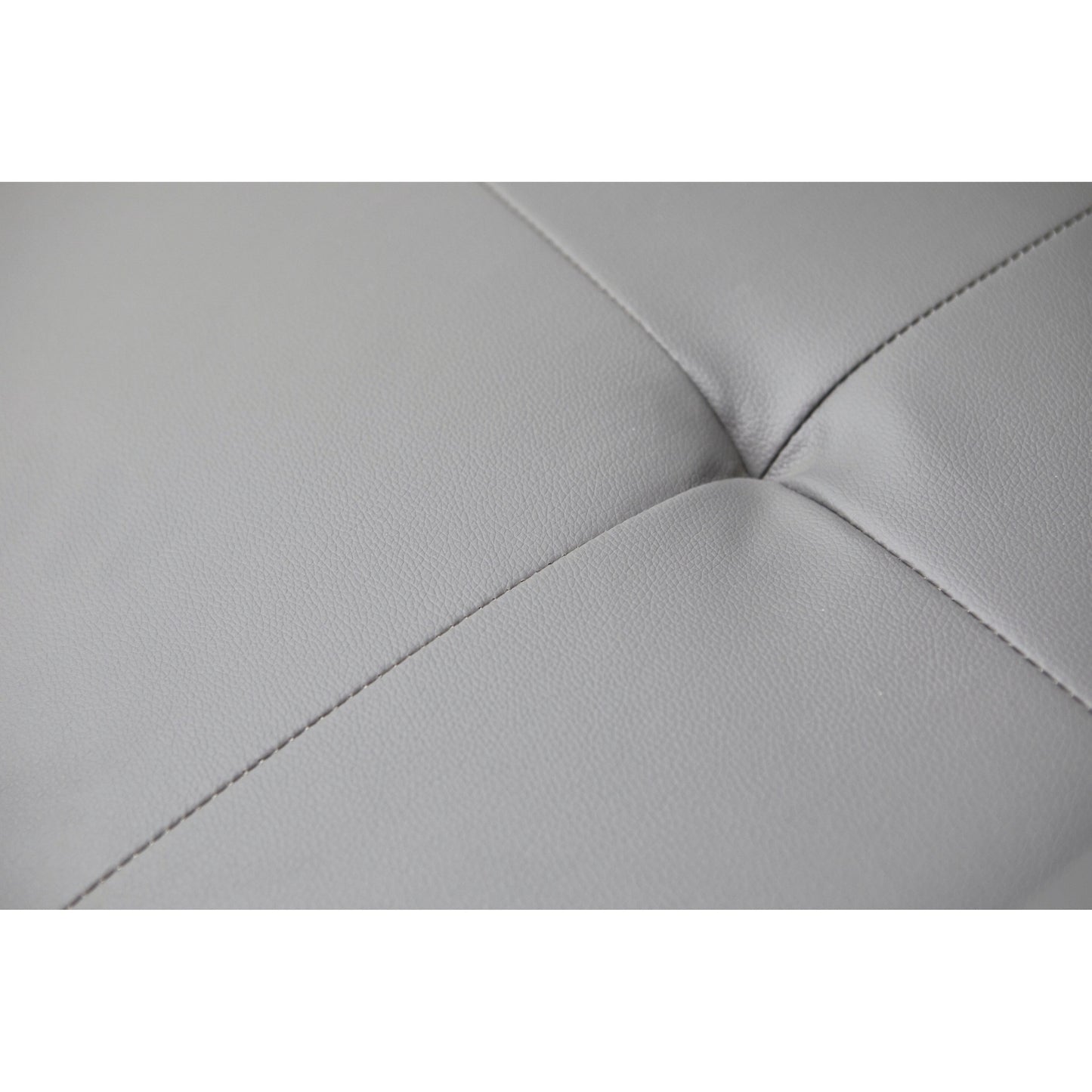 Canapé-lit pliant en similicuir gris 67 avec pieds en métal argenté et porte-gobelet pour le salon