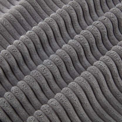 Canapé 3 places rembourré en velours côtelé gris avec coussins amovibles