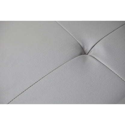 Canapé-lit pliant en similicuir gris avec pieds en métal et porte-gobelet