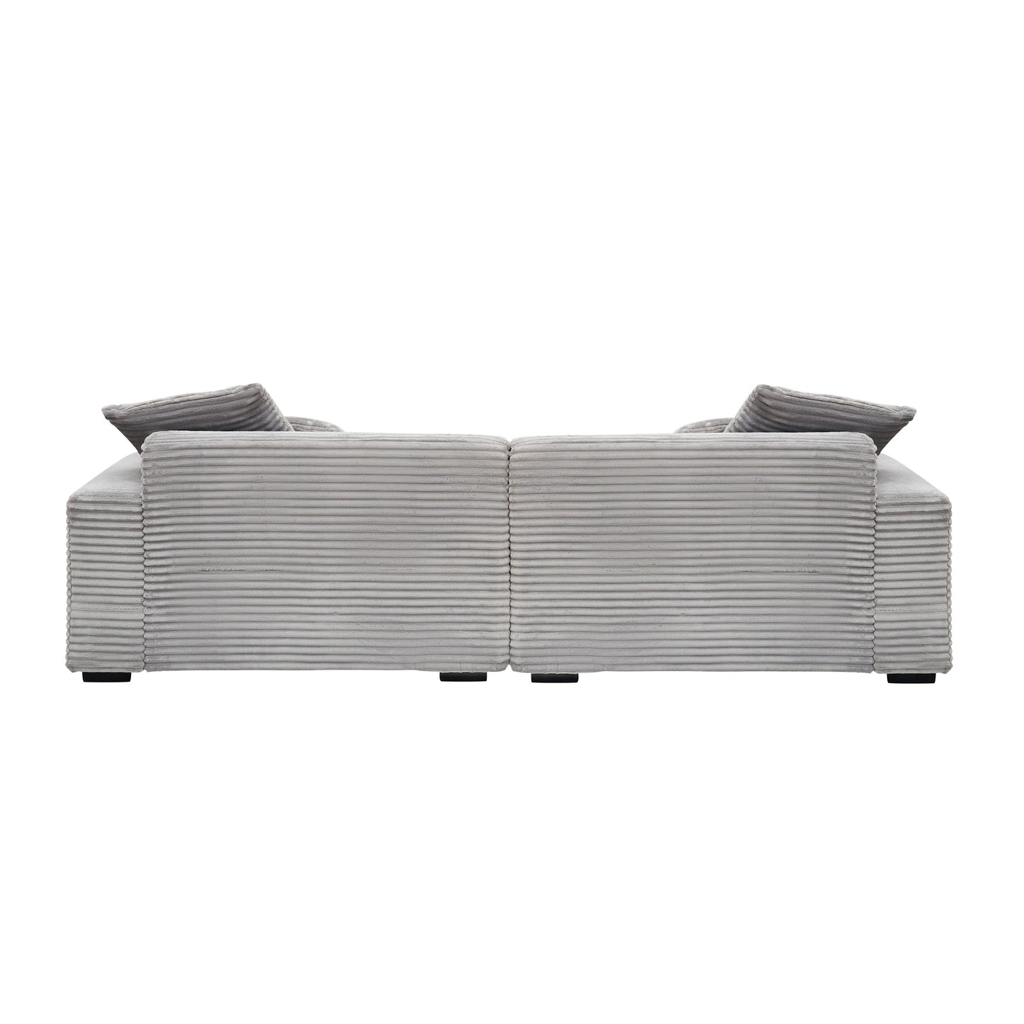 Canapé 4 places en velours côtelé gris moderne 104,72 avec 4 coussins décoratifs pour le salon