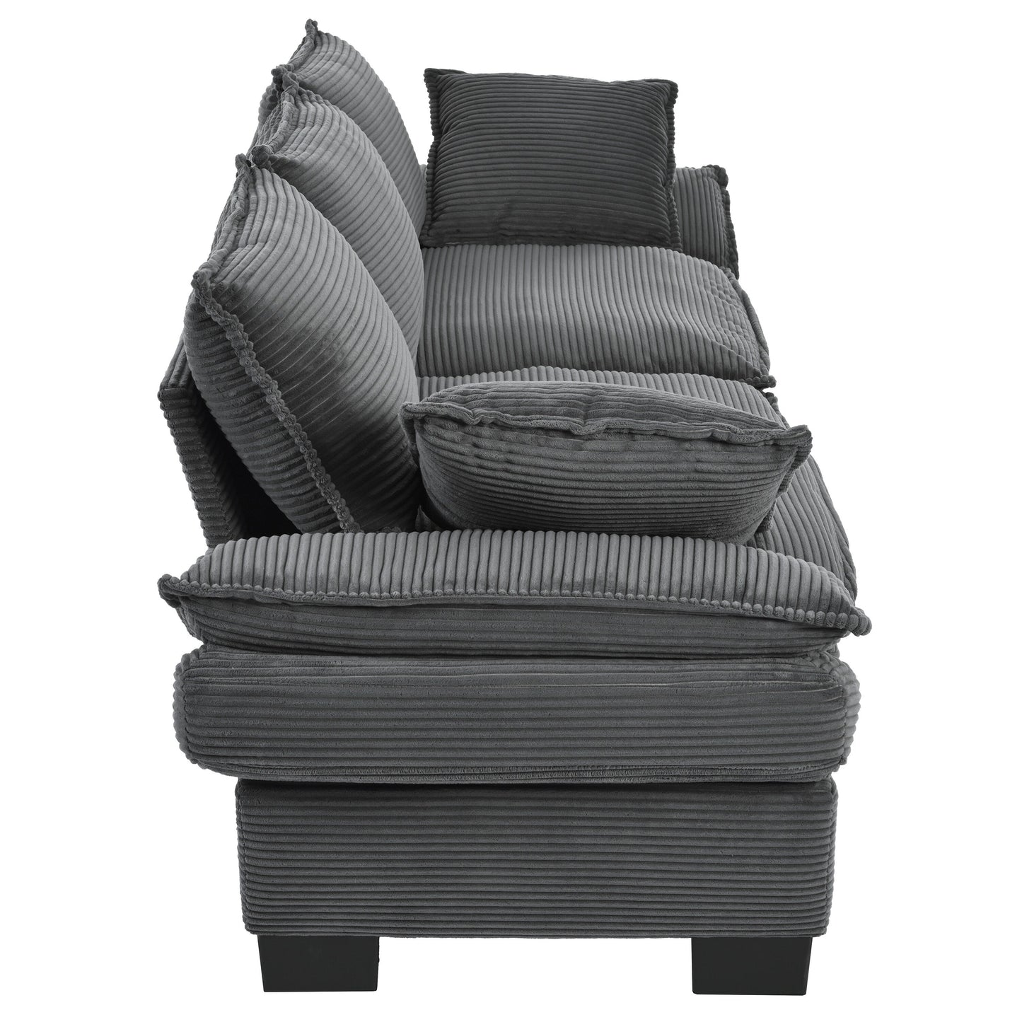 Canapé causeuse gris moderne en velours côtelé 85,4 avec 2 coussins décoratifs pour le salon