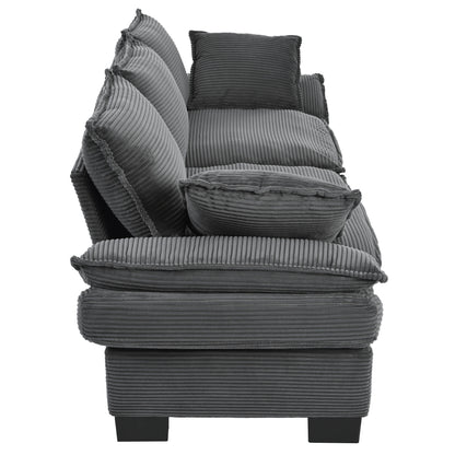 Canapé causeuse gris moderne en velours côtelé 85,4 avec 2 coussins décoratifs pour le salon