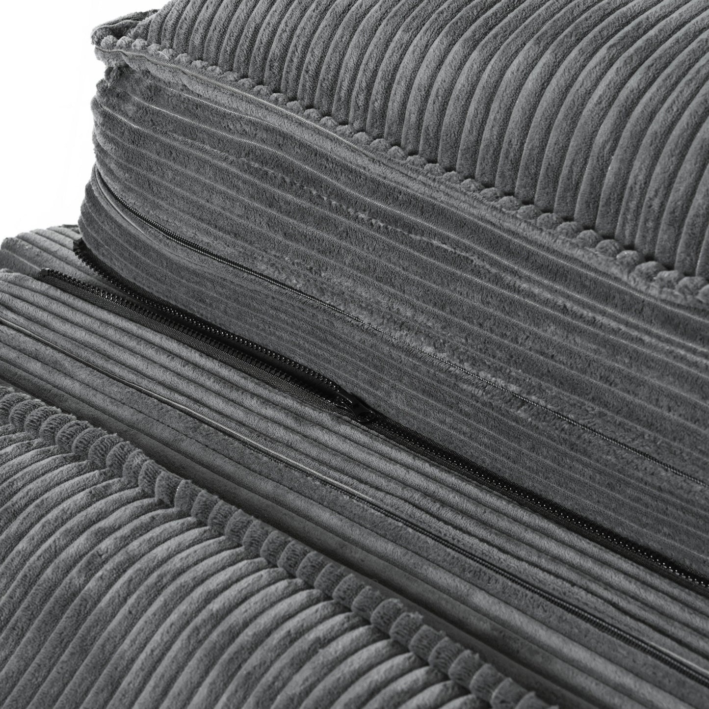 Canapé causeuse gris moderne en velours côtelé 85,4 avec 2 coussins décoratifs pour le salon