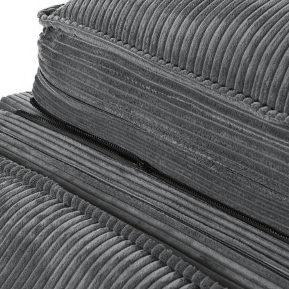 Canapé causeuse gris moderne en velours côtelé 85,4 avec 2 coussins décoratifs pour le salon