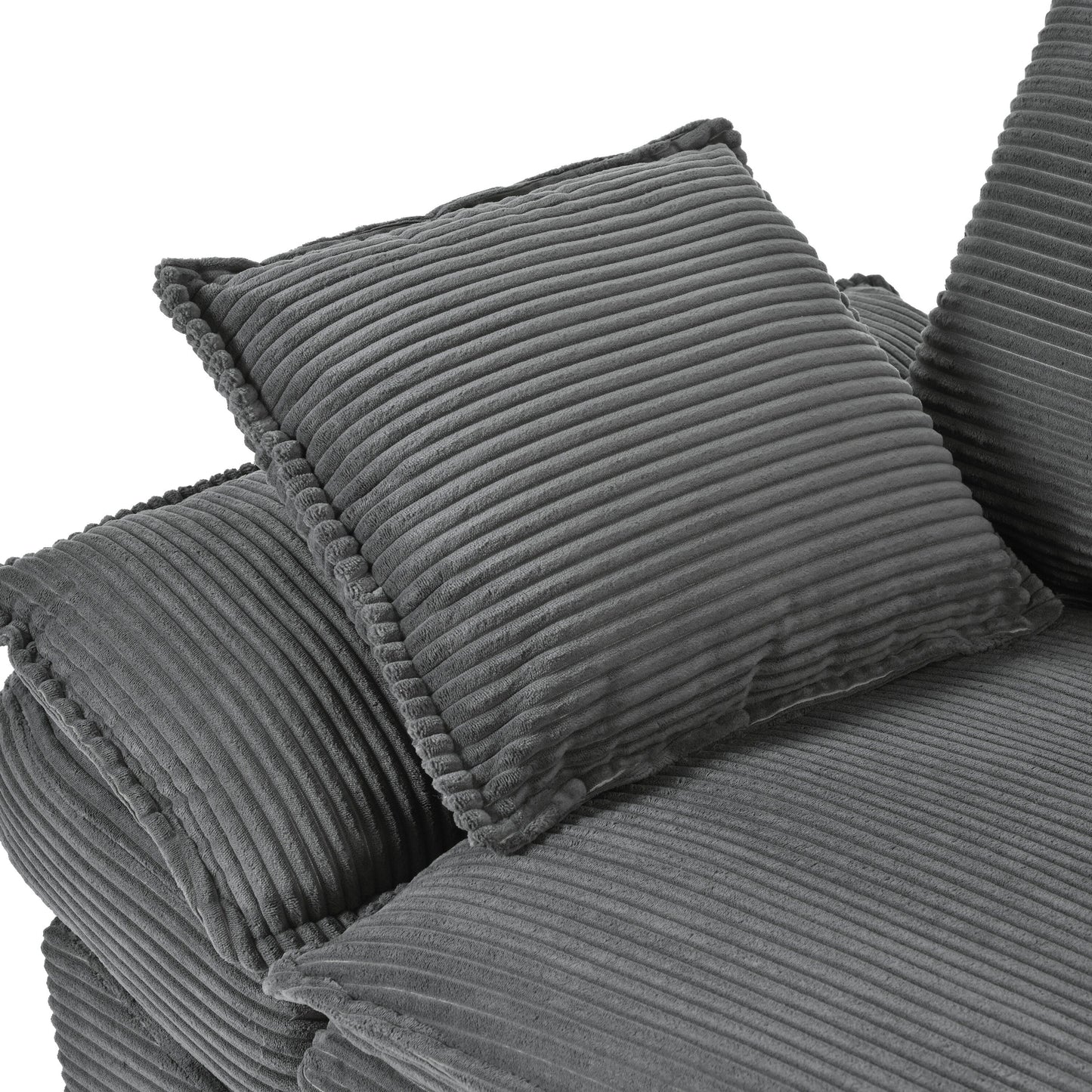 Canapé causeuse gris moderne en velours côtelé 85,4 avec 2 coussins décoratifs pour le salon