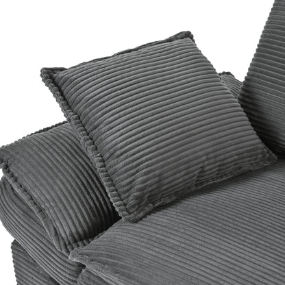 Canapé causeuse gris moderne en velours côtelé 85,4 avec 2 coussins décoratifs pour le salon