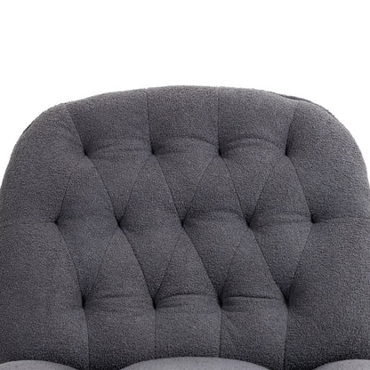 Fauteuil inclinable pivotant à 360° en chenille surdimensionnée grise avec repose-pieds allongé