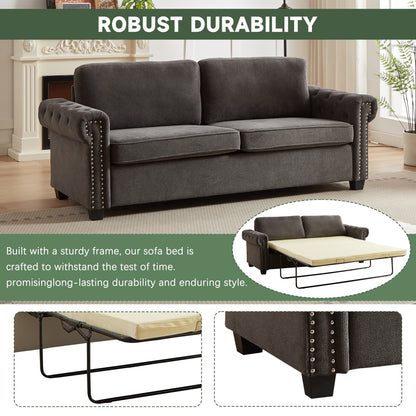 Canapé-lit convertible 3 places en polyester gris