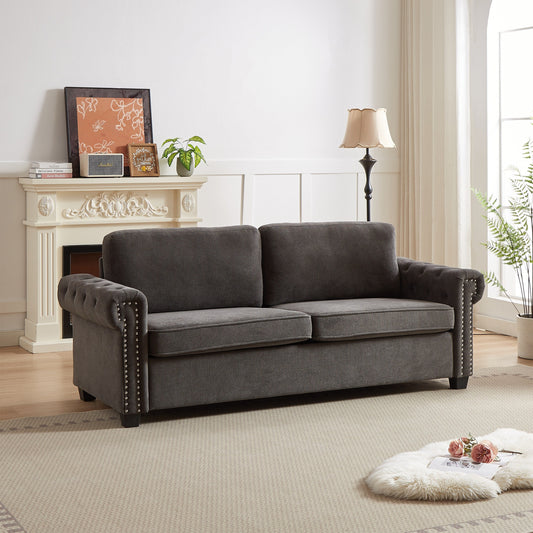 Canapé-lit convertible 3 places en polyester gris