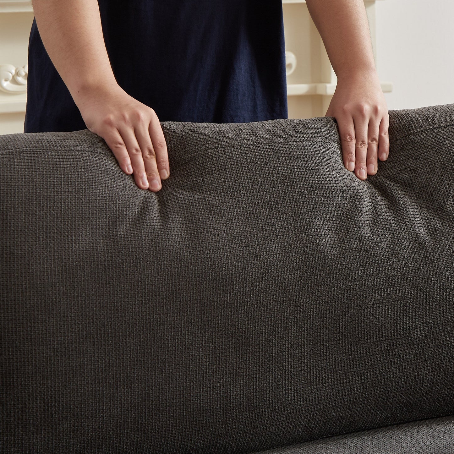 Canapé-lit convertible 3 places en polyester gris