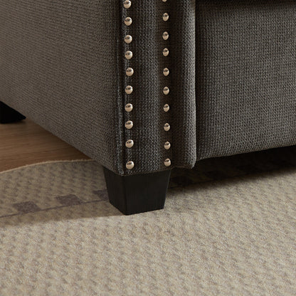 Canapé-lit convertible 3 places en polyester gris