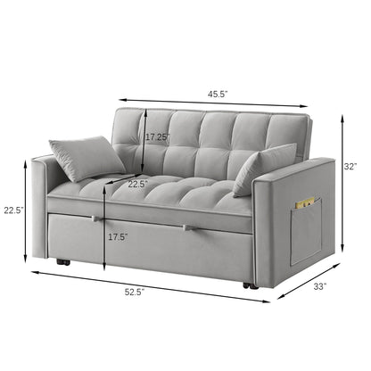 Canapé-lit gigogne 4 en 1 en velours gris