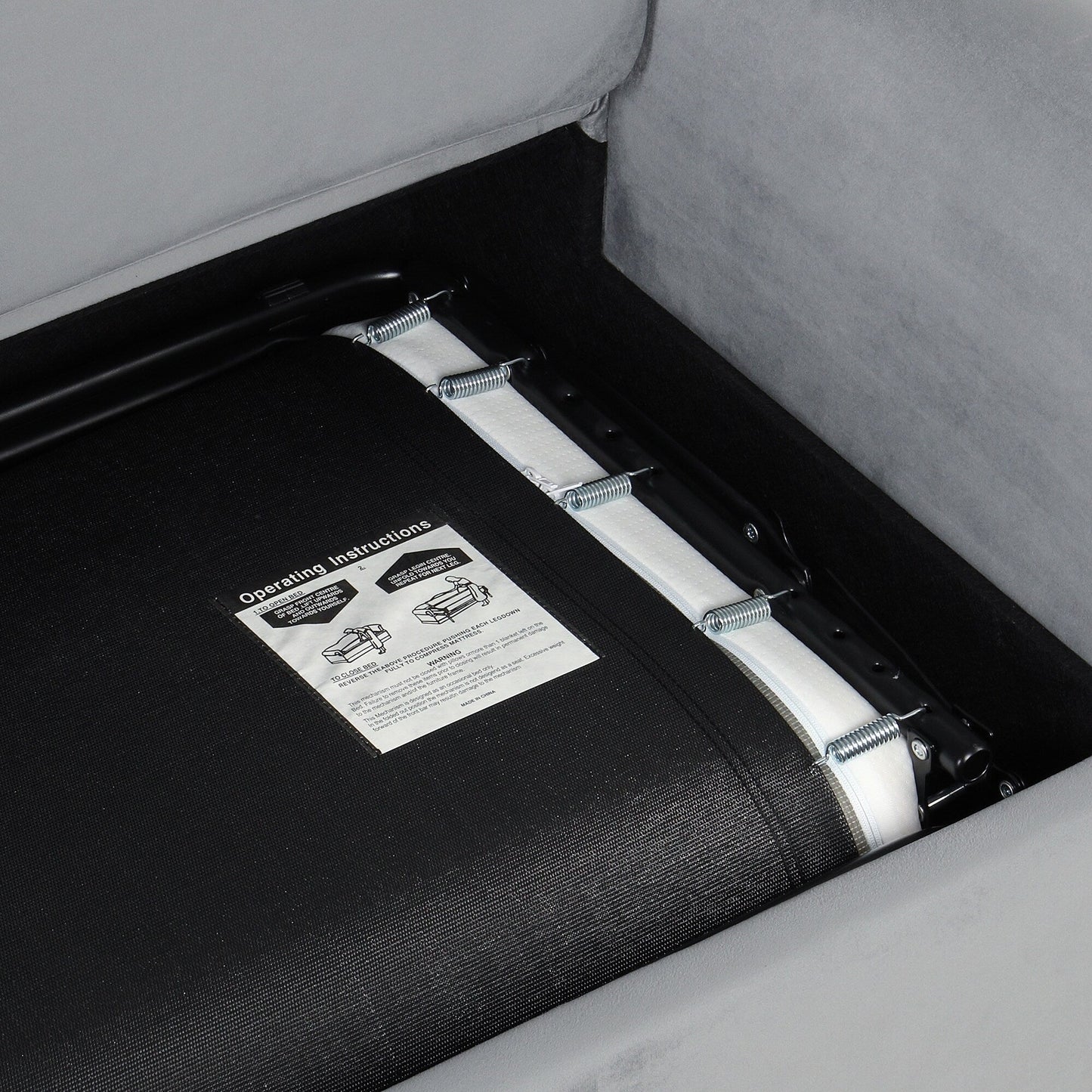 Canapé-lit gigogne en velours gris avec surmatelas et ports USB