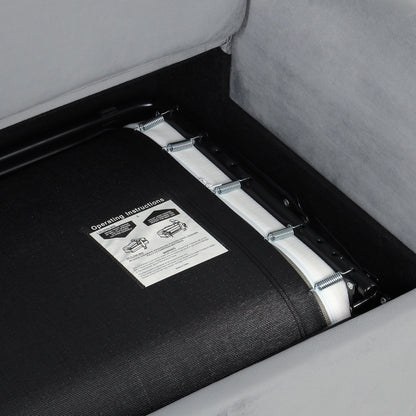 Canapé-lit gigogne en velours gris avec surmatelas et ports USB