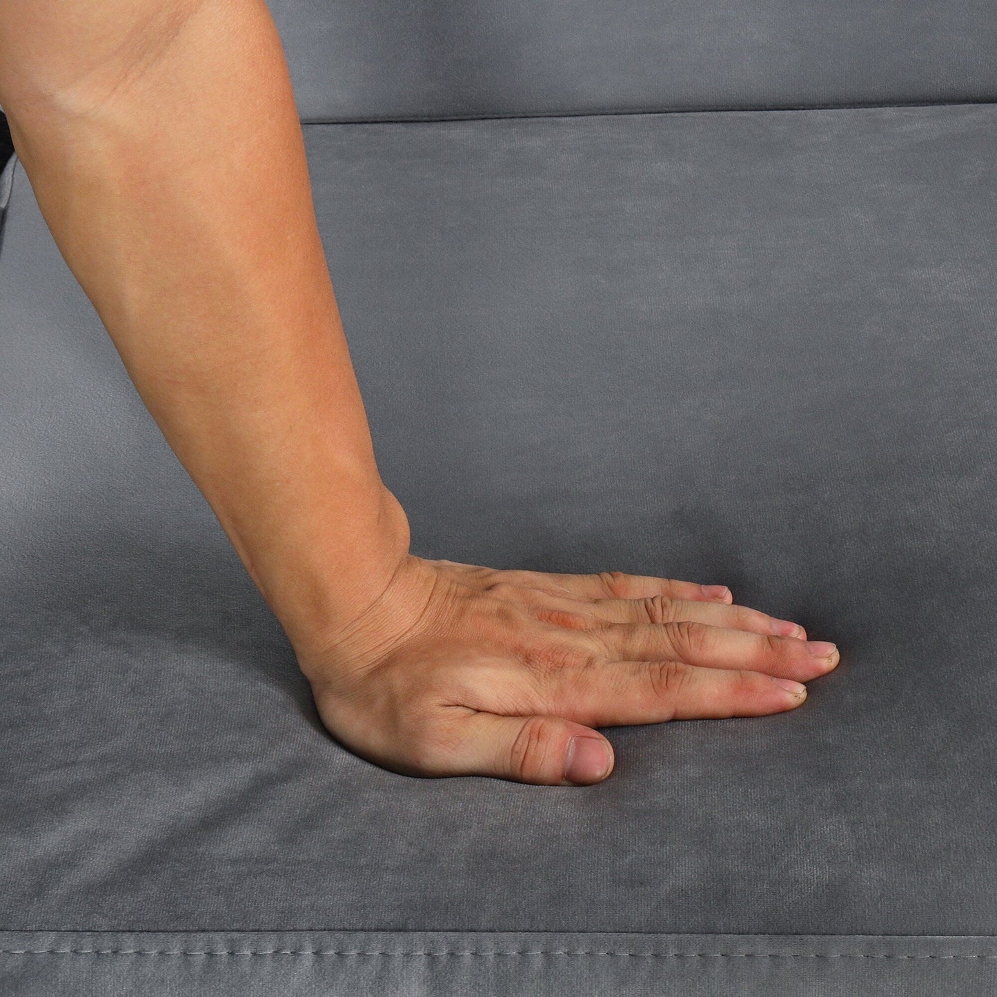 Canapé-lit gigogne en velours gris avec surmatelas et ports USB