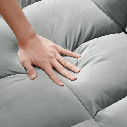 Canapé-lit convertible 3 en 1 gris moderne 55,1" avec dossier réglable et sac de rangement pour le salon