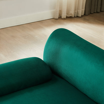 Grand canapé modulaire 3 places Green 105, avec pouf amovible, assise profonde style nuage, structure en bois massif