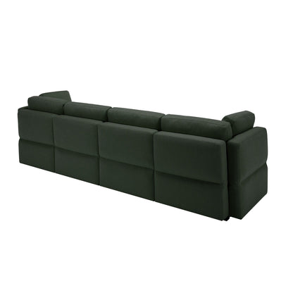 Canapé sectionnel modulaire 4 places en polyester vert 113,8 po avec rangement, personnalisable, accoudoirs et dossiers réglables