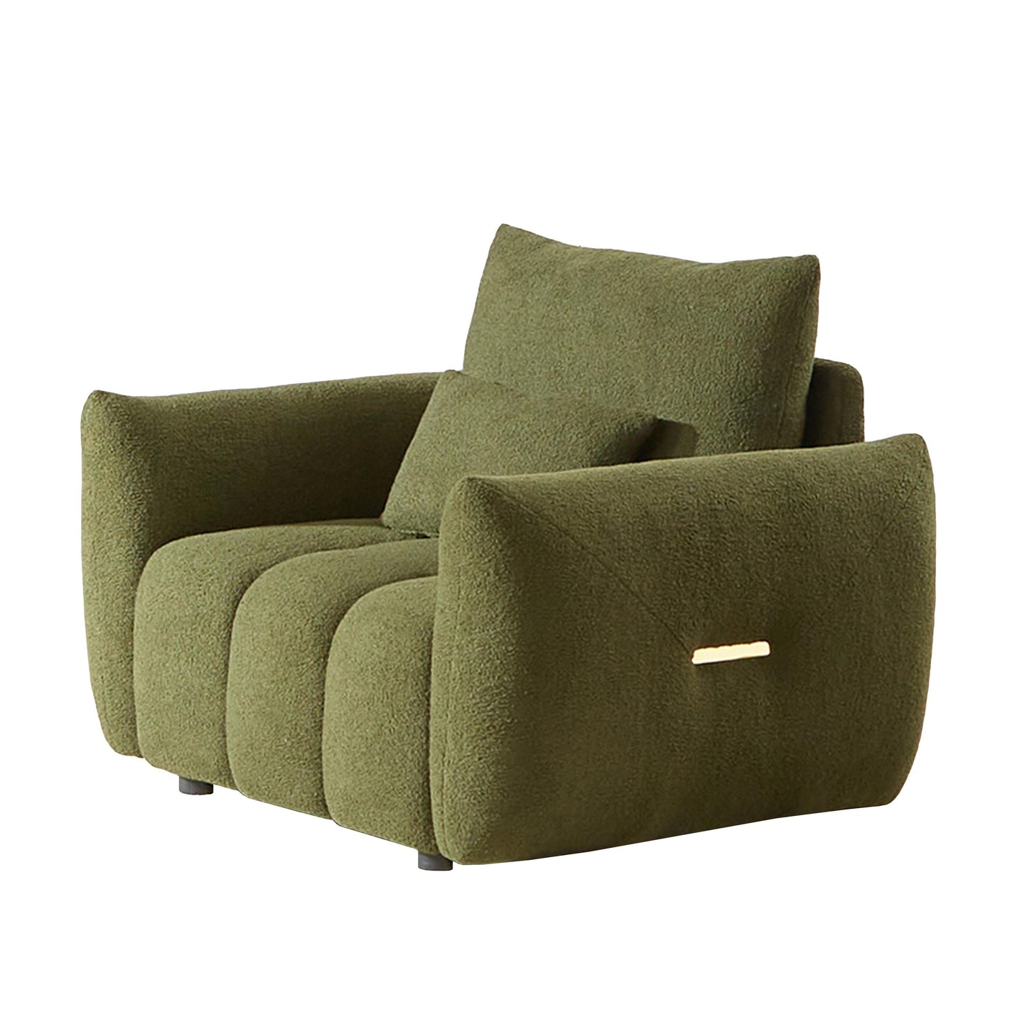 Canapé 1 place en tissu vert 39,7'' avec coussins en mousse souple