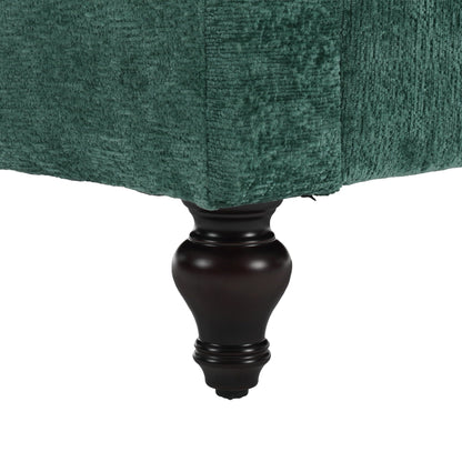 Canapé 2 places en chenille verte 68,9 avec coussins amovibles, structure en bois massif et 2 oreillers