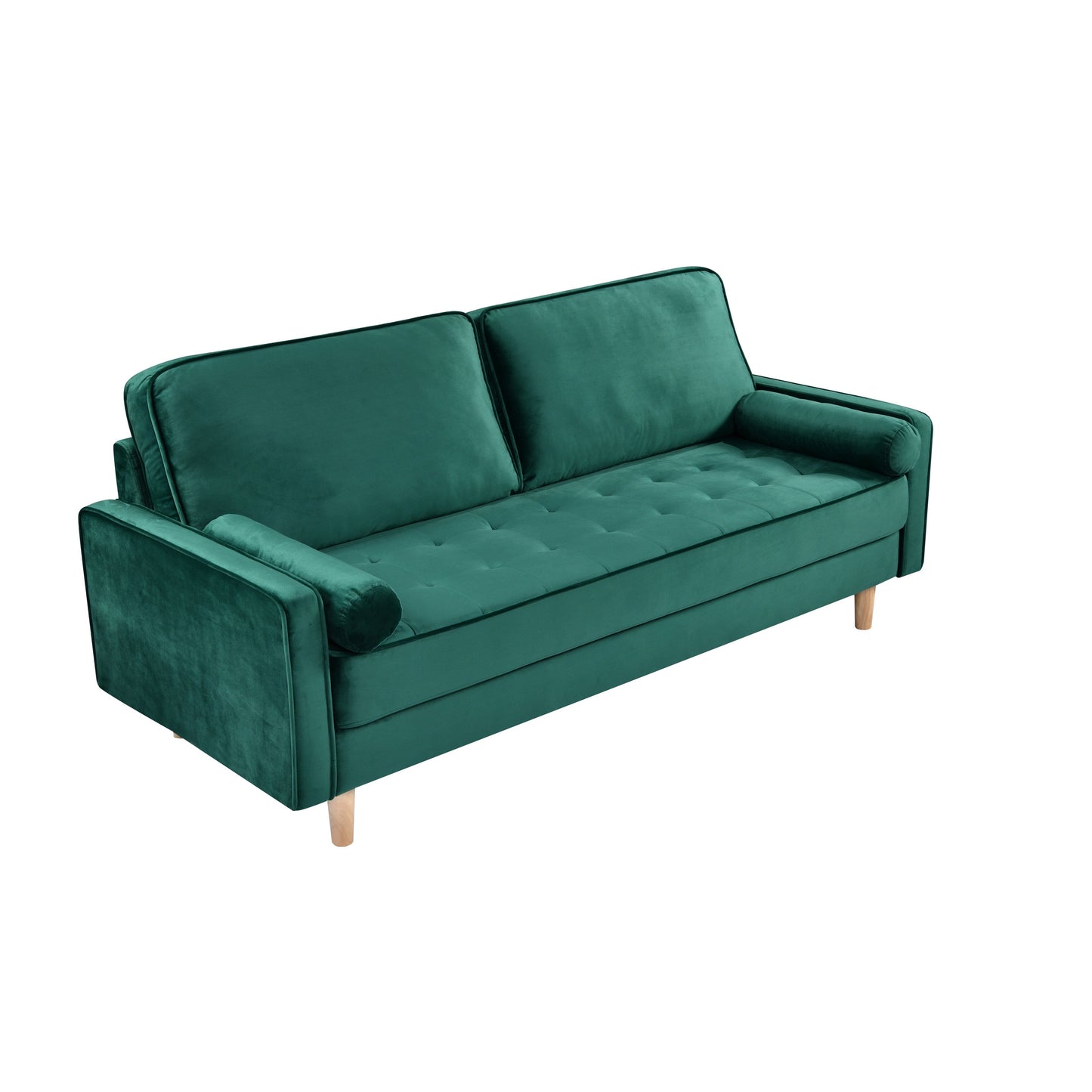 Canapé 3 places vert 70 avec coussin de remplissage en coton élastique et poupée de haute qualité pour le salon