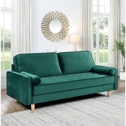 Canapé 3 places vert 70 avec coussin de remplissage en coton élastique et poupée de haute qualité pour le salon