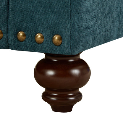 Canapé 3 places moderne en chenille verte 82, avec pieds marron, 2 coussins et coussins amovibles, dossier