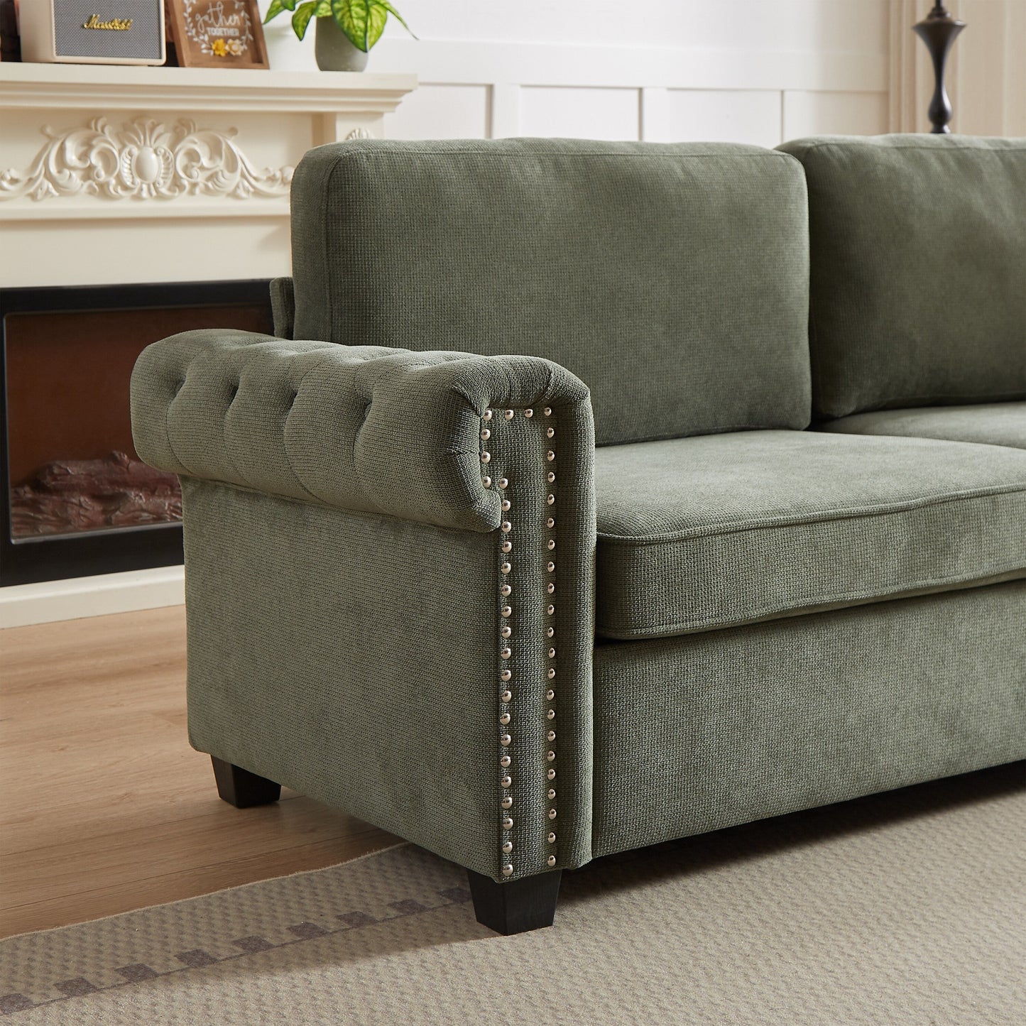 Canapé-lit convertible 3 places 2 en 1 en polyester vert 83,8 cm avec matelas pliable pour salon