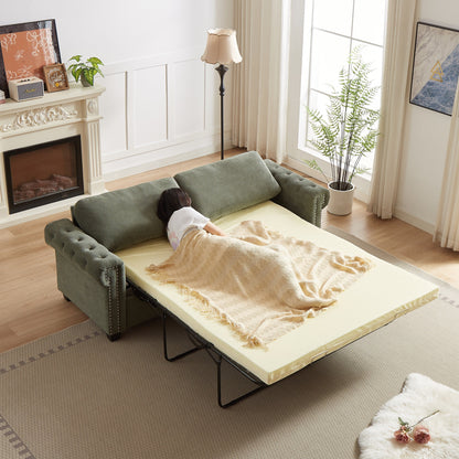 Canapé-lit convertible 3 places 2 en 1 en polyester vert 83,8 cm avec matelas pliable pour salon