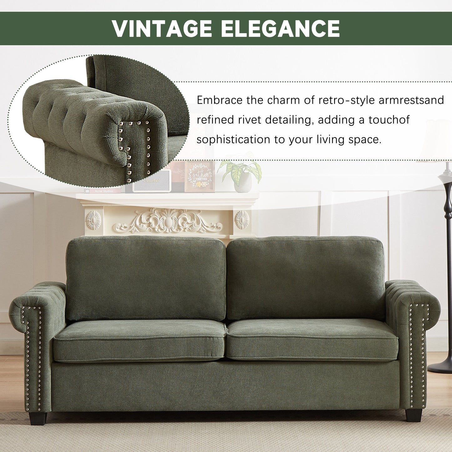 Canapé-lit convertible 3 places 2 en 1 en polyester vert 83,8 cm avec matelas pliable pour salon