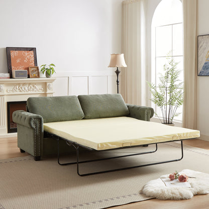 Canapé-lit convertible 3 places 2 en 1 en polyester vert 83,8 cm avec matelas pliable pour salon