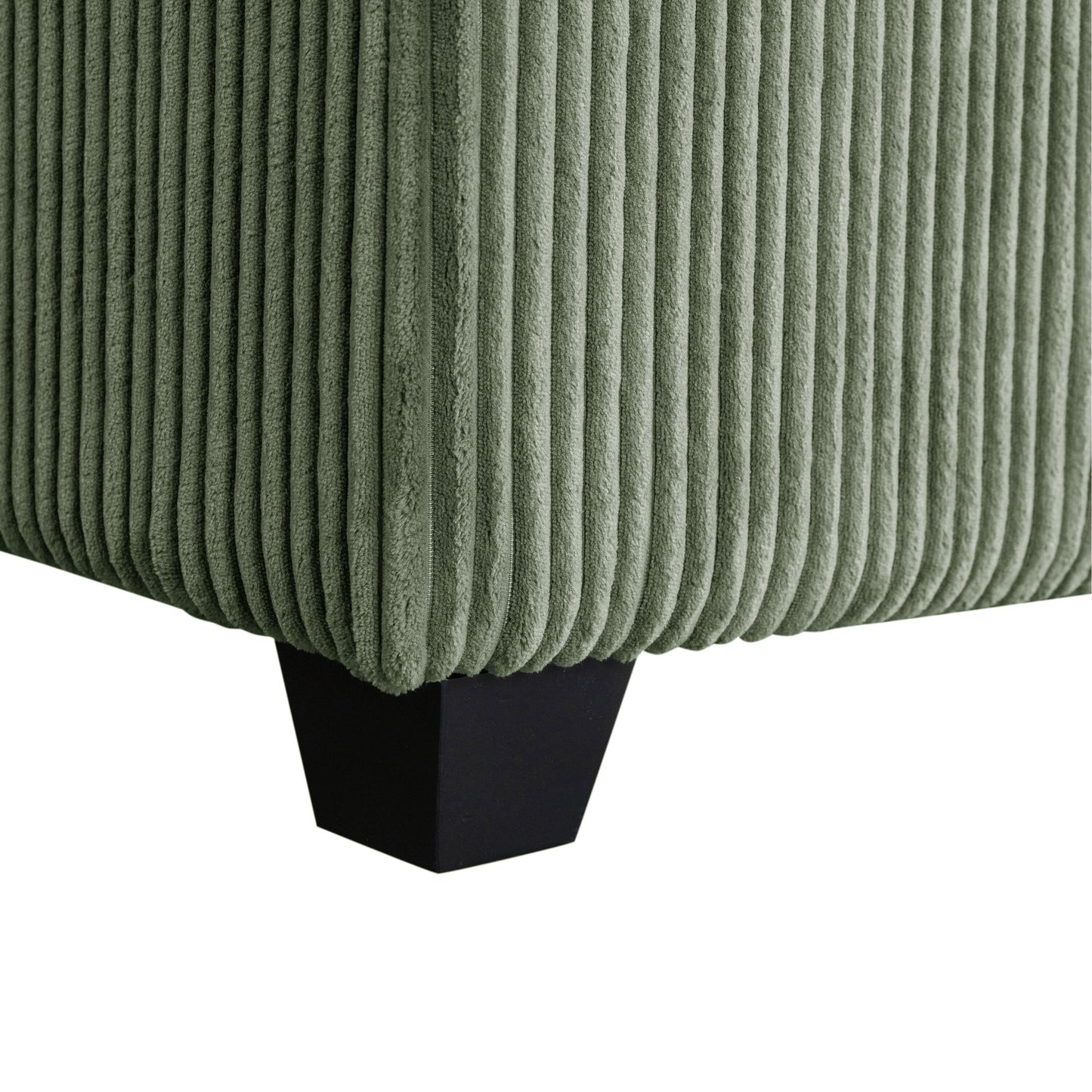 Canapé 2 places vert en polyester 90 avec coussins amovibles, 2 oreillers et poufs amovibles