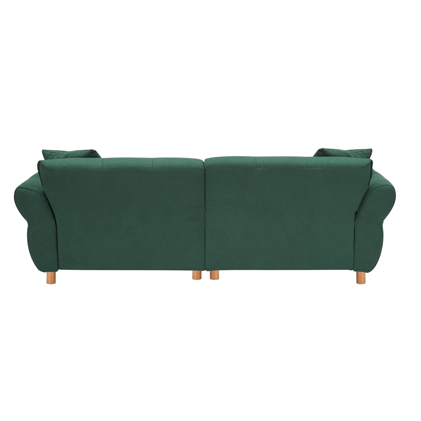 Canapé 3 places rembourré en tissu Teddy vert 93,70 avec deux coussins assortis pour le salon
