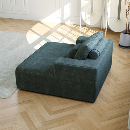 Canapé-lit simple en chenille verte avec coussin de dossier