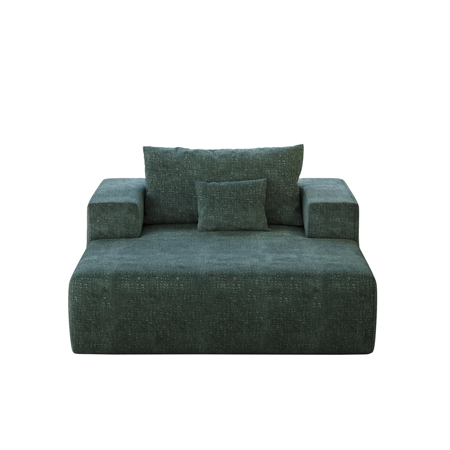 Canapé-lit simple en chenille verte avec coussin de dossier