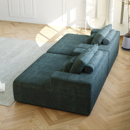 Canapé-lit simple en chenille verte avec coussin de dossier