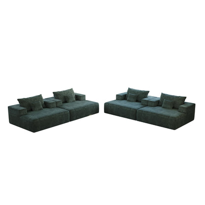 Canapé-lit simple en chenille verte avec coussin de dossier