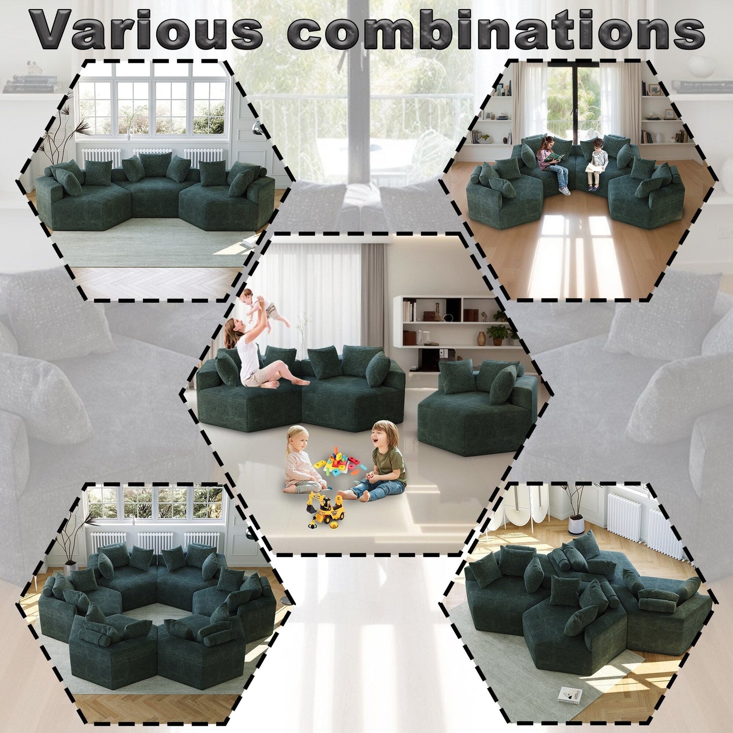 Canapé-lit simple en chenille verte avec coussin de dossier