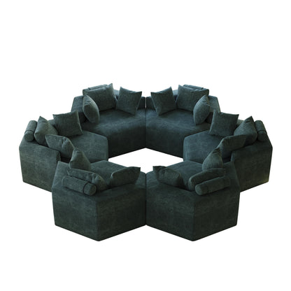 Canapé-lit simple en chenille verte avec coussin de dossier