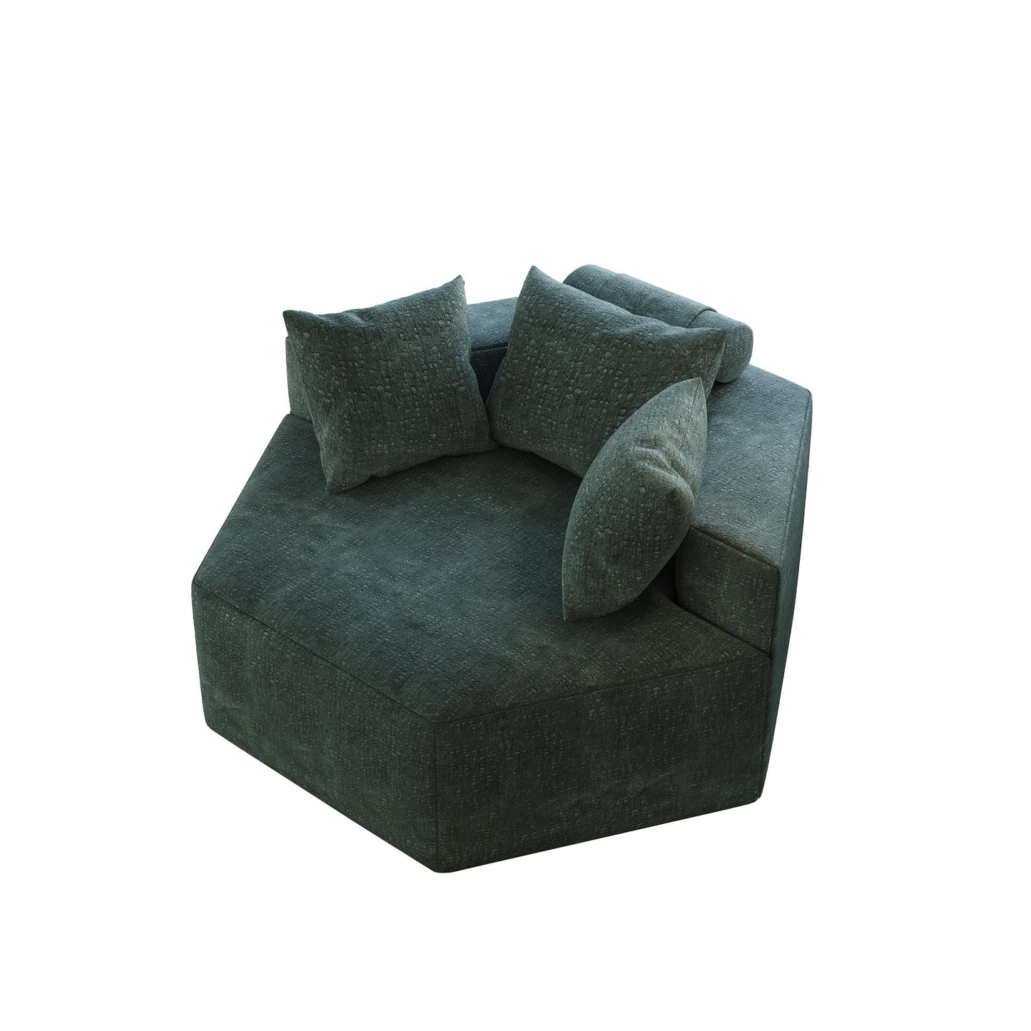 Canapé-lit simple en chenille verte avec coussin de dossier