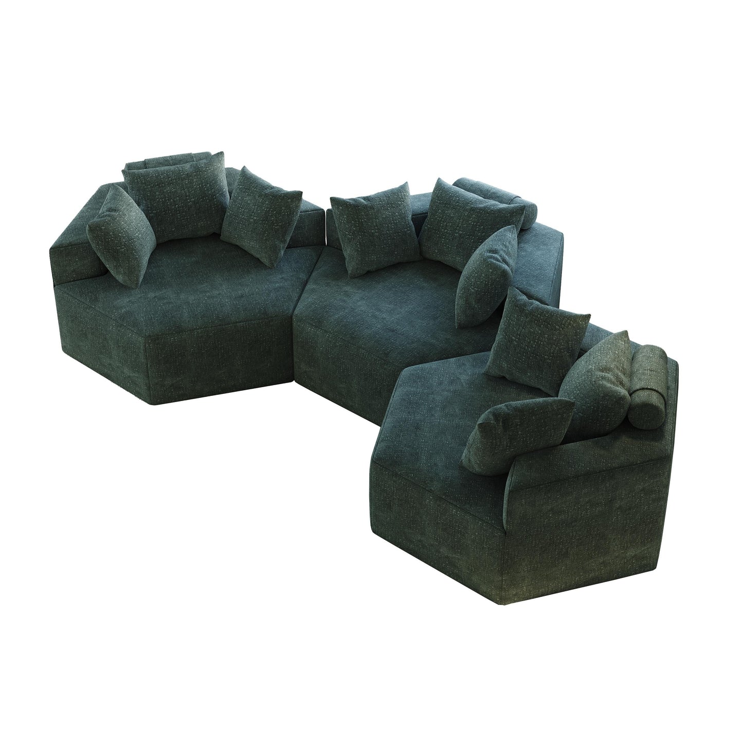 Canapé-lit simple en chenille verte avec coussin de dossier