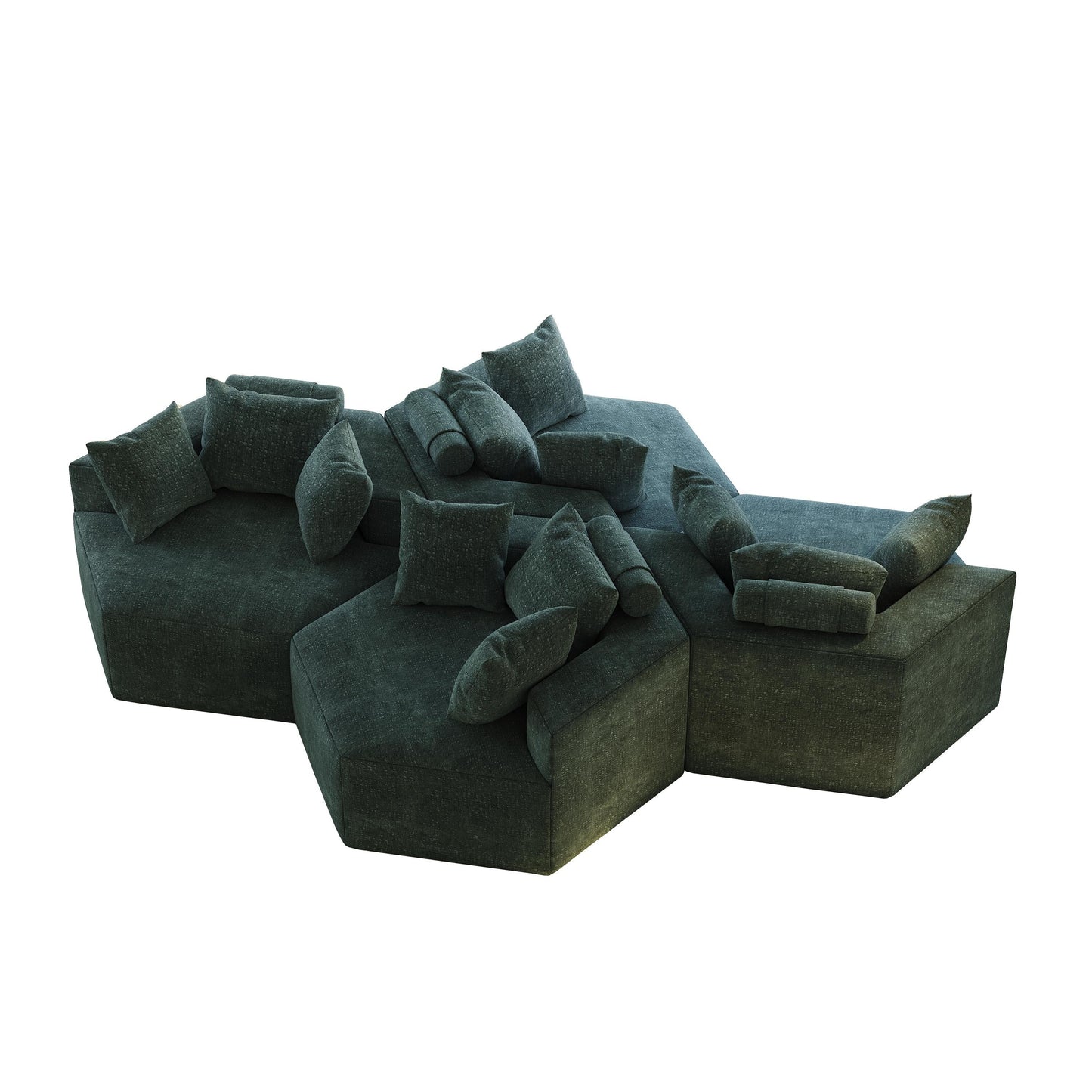 Canapé-lit simple en chenille verte avec coussin de dossier