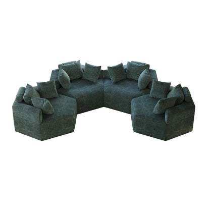 Canapé-lit simple en chenille verte avec coussin de dossier