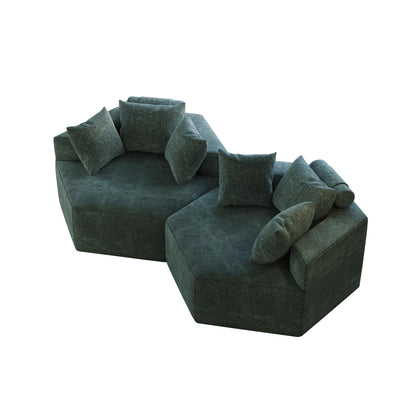 Canapé-lit simple en chenille verte avec coussin de dossier